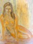 Mujer desnuda sentada en el suelo
