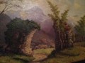 Camino a través del puente en ruinas